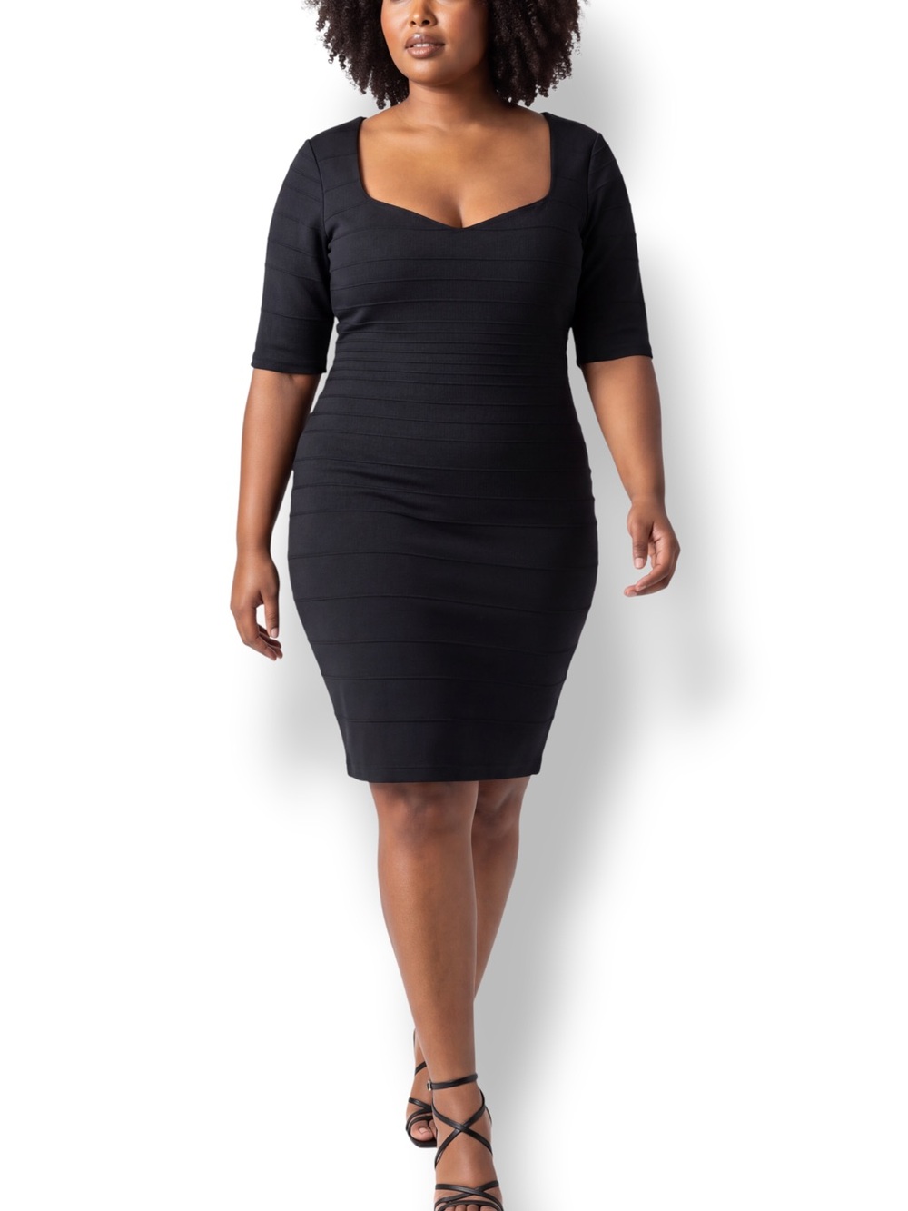 4/$20 Bisou Bisou Michele Bohbot Size 16 Black Bandage Bodycon Midi Dress